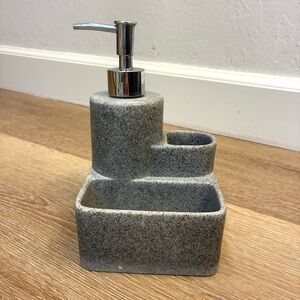 Stone Soap Dispenser w/ Sponge & Brush Holder Bathroom Kitchen Organizer